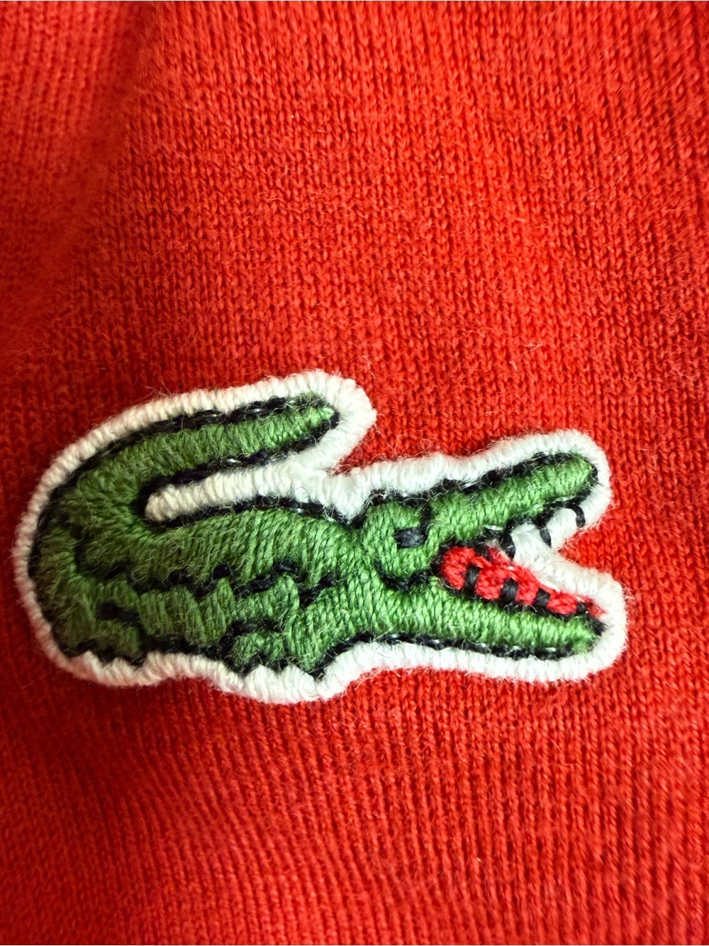 Vintage Lacoste Men’s Red Colorblock Long-Sleeve Polo Shirt Size 8 - Picture 2 of 14